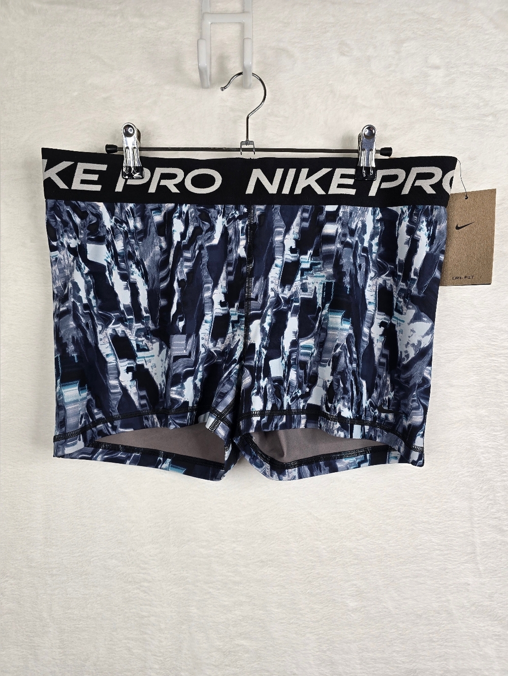 Nike Pro Dri-Fit Compression Shorts Womens XL 3” Training Black White Print NWT
